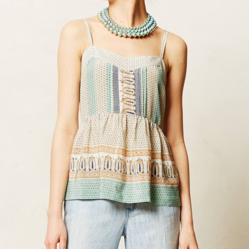 ✨HP✨Anthropologie Montara Silk Printed Tank - Picture 4 of 7
